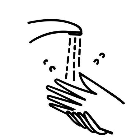hand drawn doodle Simple Set of Washing Hands Relatedのイラスト素材