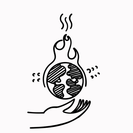 hand drawn doodle the earth is burning illustration vectorのイラスト素材