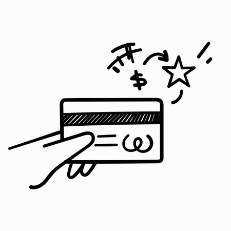 hand drawn doodle credit card loyalty program illustrationのイラスト素材
