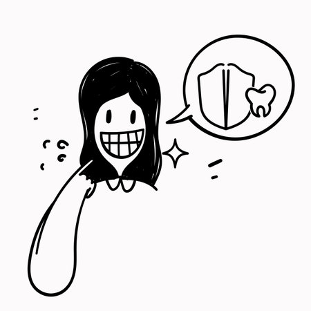 hand drawn doodle teeth and shield illustration symbol for teeth protection vectorのイラスト素材
