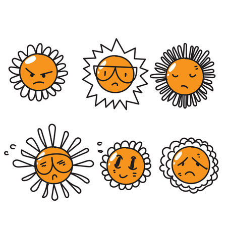 doodle daisy flower character with funny face illustrationのイラスト素材