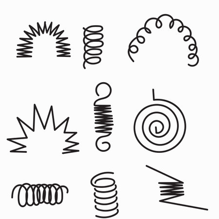 Flexible spiral metal elastic wire spring in hand drawn doodle sketch collectionのイラスト素材