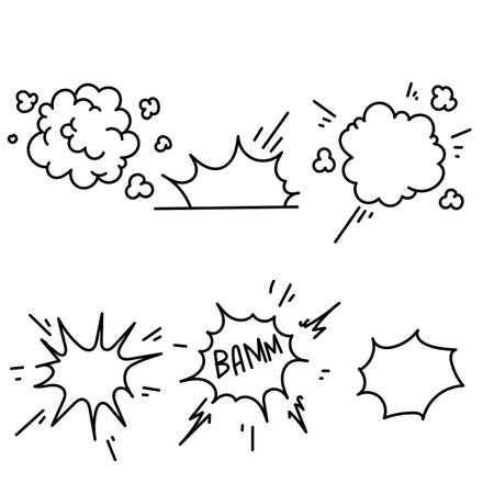 hand drawn doodle motion impact element collectionのイラスト素材