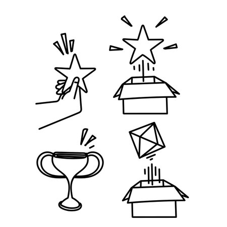 doodle icon star and reward illustration collectionのイラスト素材