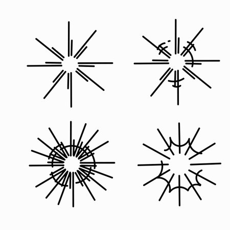 hand drawn doodle light effect collection iconのイラスト素材