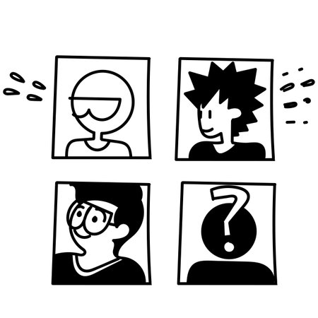 hand drawn doodle avatar profile person illustrationのイラスト素材