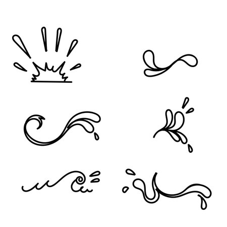 doodle water splash illustration icon collectionのイラスト素材