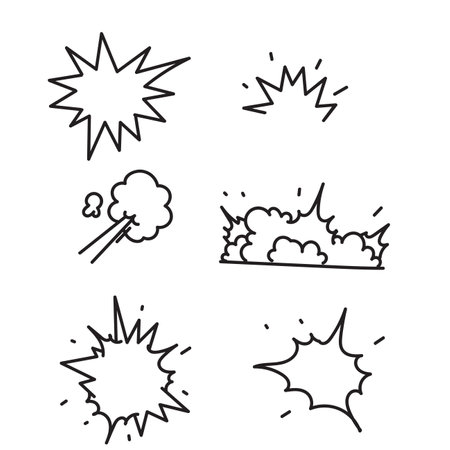 doodle impact of collision and explosion effect elementのイラスト素材