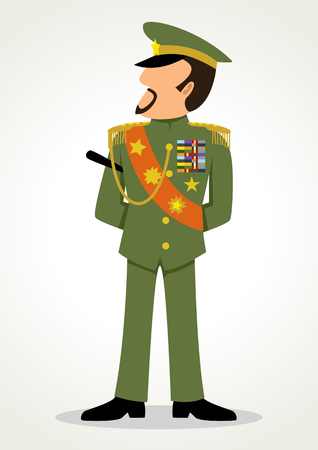 Simple cartoon of a general. Military, leadership, dictator theme