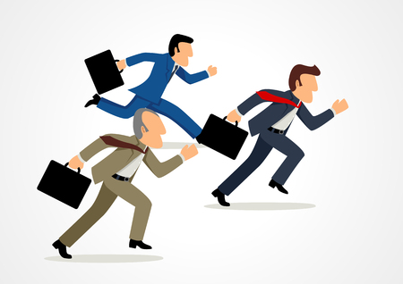 Simple cartoon of businessmen racing, concept for competition, determination, leadership in businessのイラスト素材