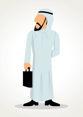 Simple cartoon of Emirati businessman carrying suitcaseのイラスト素材