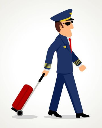 Simple cartoon of a pilot with luggageのイラスト素材