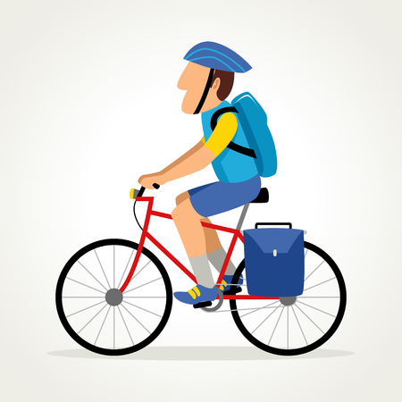 Simple cartoon of a bike messengerのイラスト素材