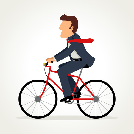 Simple cartoon of businessman riding a bicycleのイラスト素材