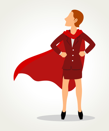 Simple cartoon of a businesswoman as a superhero, business, woman power, feminism conceptのイラスト素材
