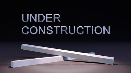 3D render of the words under construction. Sign over black backgroundの写真素材