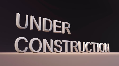 3D render of the words under construction. Sign over black backgroundの写真素材