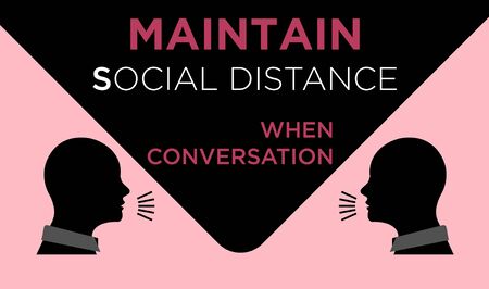 Social Distancing Banner of Corona Virus with Creative Concept on Isolated background. Keep distance sign for Coronovirus epidemic protective equipment. Preventive measures. Steps to protect yourself.の写真素材