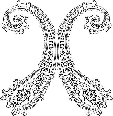vertical floral pattern element, indian ornament Stock Imageの写真素材