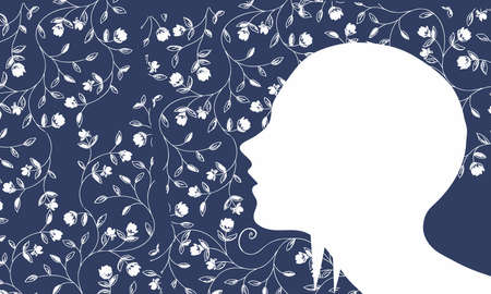 Floral Design with girl face model Texture Pattern. It can be used for decorating of wedding invitations, Ceramic Tiles, decoration for Textile Cloth Design.の写真素材