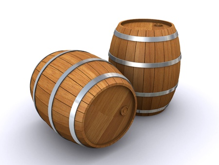wooden barrelsの写真素材