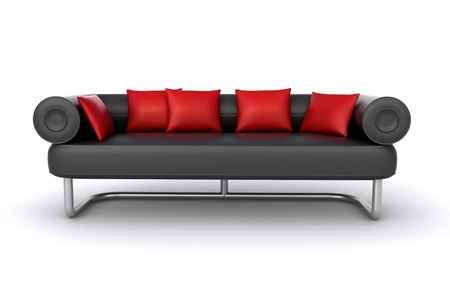black leather sofaの写真素材