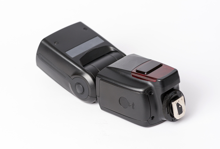 Digital camera flash isolated on a white backgroundの写真素材