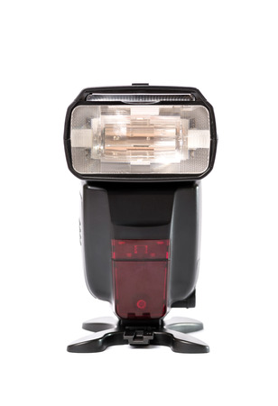 Digital camera flash isolated on a white backgroundの写真素材