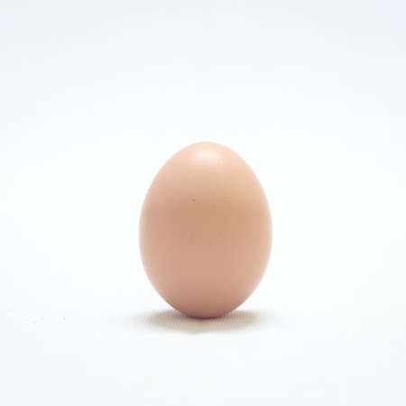fresh oval light brown chicken egg in a white background