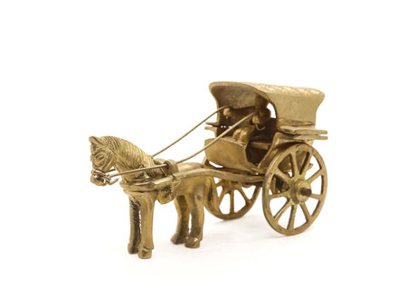 Antique horse-drawn carriage isolated on a white background with clipping pathの写真素材