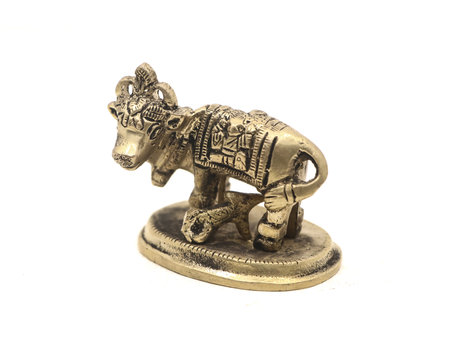 Bronze ox figurine on a white background. Isolated.の写真素材