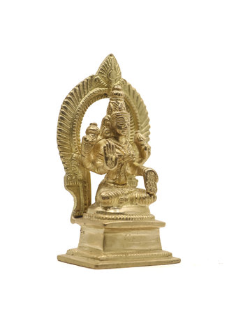 golden laxmi statue isolated on white background with clipping pathの写真素材