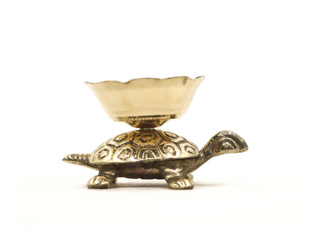 rare piece of turtle figurine bowl antique isolatedの写真素材