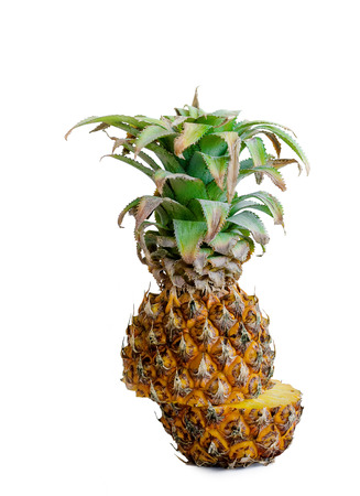 Big sliced pineapple isolated on white backgroundの写真素材