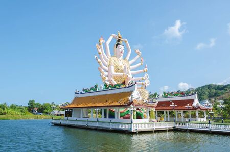 Wat Plai Laem Temple, the big Guan Yin statue on the island Koh Samui, Thailand.の写真素材