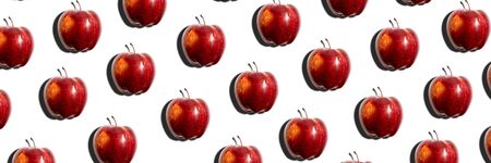 Ripe red apples isolated on white background. Banner.の写真素材