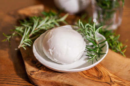 Piece of mozzarella cheese. Top italian cheeses - Mozzarella Cheese. Ball of mozzarella Buffalo or...
