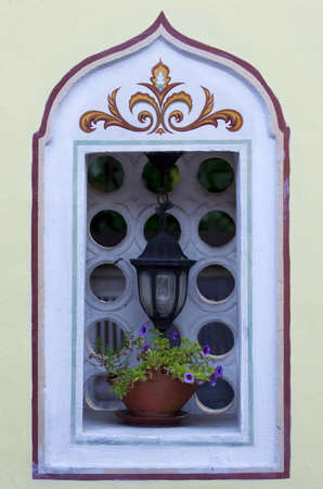 Window Lantern and flower potのeditorial素材