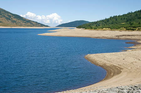 Bulgarian mountain lake during droughtの写真素材