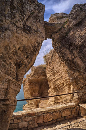 Rocky Black Sea coast. View from Historical cape Kaliakra at Black Sea coast near Varna, Bulgariaの写真素材