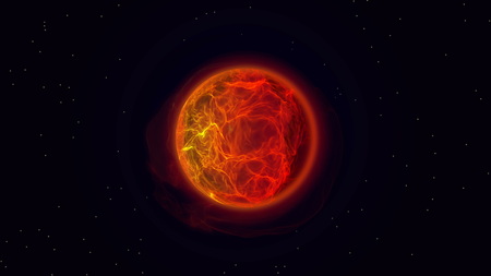 Fire planet in outer space.