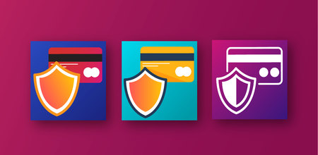 Set of colorful  icons of the security of a credit card.の写真素材