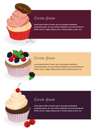 banners with cupcakesのイラスト素材