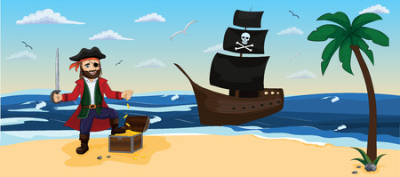 Pirate. Children vector illustrationのイラスト素材