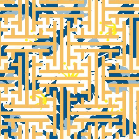 Bold abstract, pop art inspired key & floral seamless illustrated pattern.のイラスト素材
