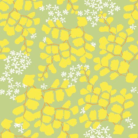 Maiden Hair Fern seamless illustrated patternのイラスト素材