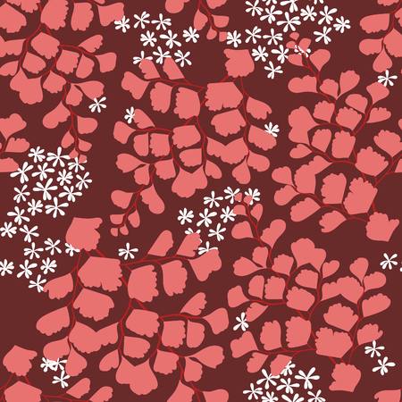 Delicate maiden hair fern inspired seamless illustrated pattern for fabrics, gift wrap, stationery, and interior design.のイラスト素材