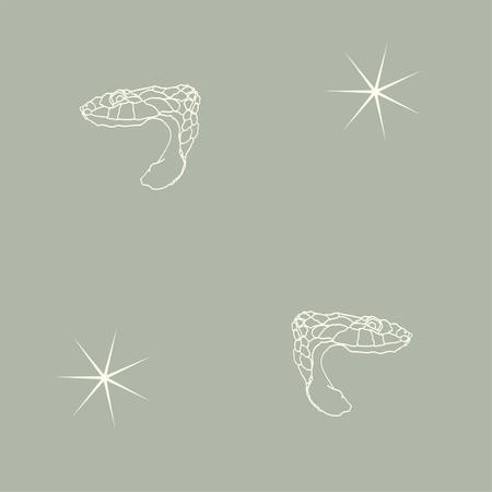 Pop art snake head seamless illustrated pattern. Interesting accent print for fabric, gift wrap,...