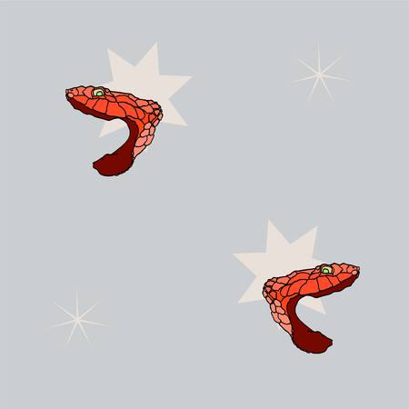 Pop art snake head seamless illustrated pattern. Interesting accent print for fabric, gift wrap,...