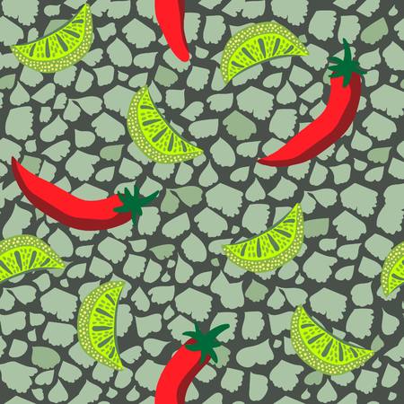 Taco inspired pop art seamless illustrated pattern! Tasty & colorful print perfect for restaurants, parties, fabrics, stationery, and more!のイラスト素材